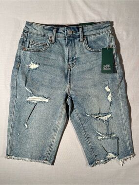 wild fable High-Rise Distressed Bike Shorts Light Blue Denim - Size 00 NWT